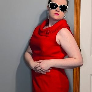 Tahari Red mod-style dress Size 12